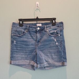 Wonderly Light Blue Jean Shorts Rolled Hem Distressed Women's Large
